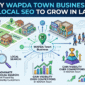 Local SEO services in Lahore for Wapda Town businesses with map and search visibility concept